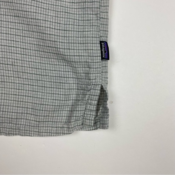 Patagonia Hemp Cotton Short Sleeve Shirt Men’s Small Grey Check Well Worn Button - Picture 3 of 8